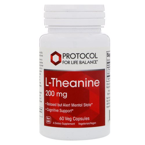 Protocol for Life Balance, L-Theanine, 200 mg, 60 Veg Capsules فوائد