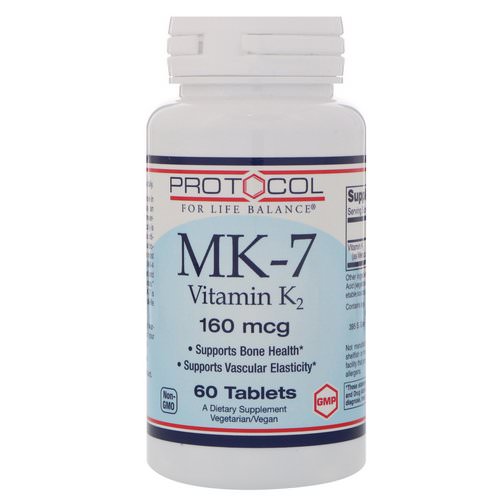 Protocol for Life Balance, MK-7 Vitamin K2, 160 mcg, 60 Tablets فوائد