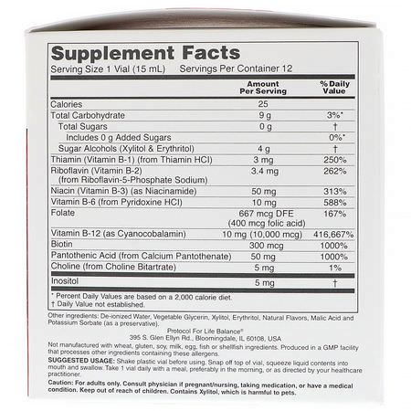 Protocol for Life Balance, Nutri-Dose B-12, Mixed Berry Flavor, 10,000 mcg, 12 Vials, 0.5 fl oz (15 ml) Each:فيتامين B, B12