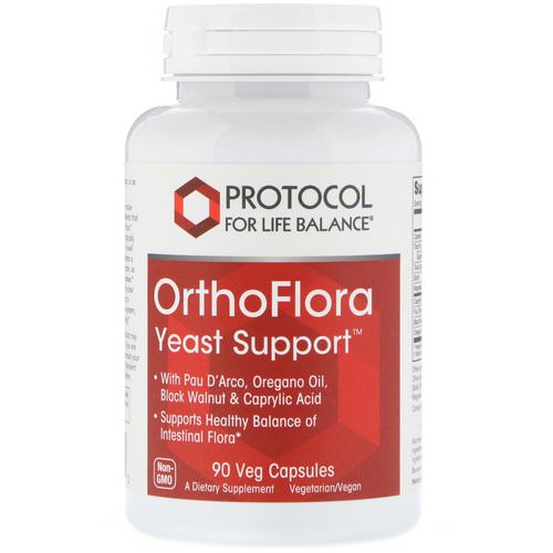 Protocol for Life Balance, OrthoFlora Yeast Support, 90 Veg Capsules فوائد