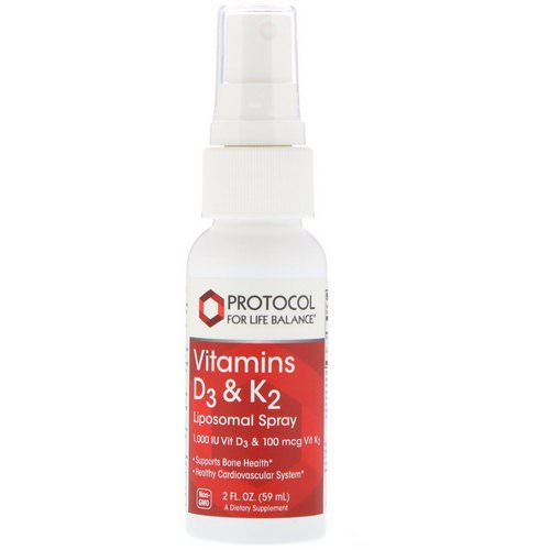 Protocol for Life Balance, Vitamins D3 & K2, Liposomal Spray, 2 fl oz (59 ml) فوائد