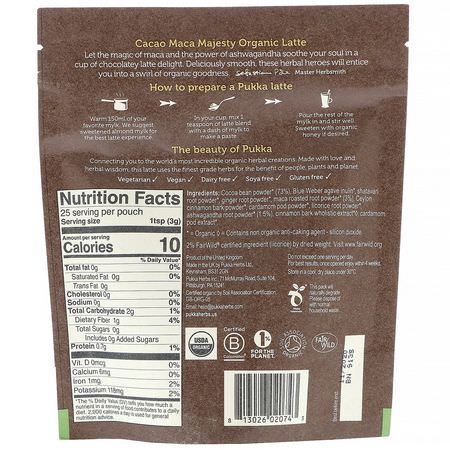 Pukka Herbs, Cacao Maca Majesty Organic Latte, 2.65 oz (75 g):الكاكا, شرب الش,ك,لاته
