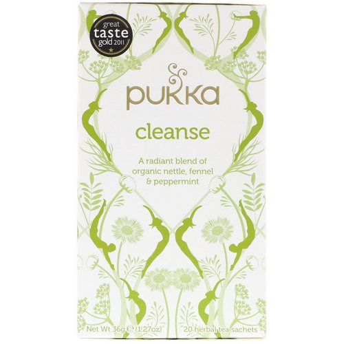 Pukka Herbs, Cleanse Herbal Tea, Caffeine Free, 20 Sachets, 1.27 oz (36 g) فوائد