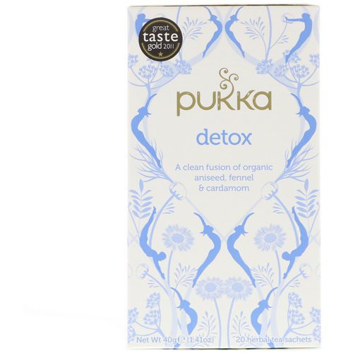 Pukka Herbs, Detox, Organic Aniseed, Fennel & Cardamom Tea, Caffeine Free, 20 Herbal Tea Sachets, 1.41 oz (40 g) فوائد