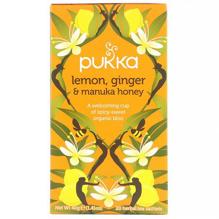 Pukka Herbs, Lemon, Ginger & Manuka Honey, 3 Pack, 20 Herbal Tea Sachets Each:شاي الزنجبيل, شاي الأعشاب