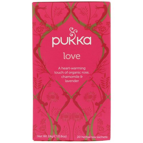 Pukka Herbs, Love, Organic Rose, Chamomile & Lavender Tea, Caffeine Free, 20 Tea Sachets, 0.8 oz (24 g) فوائد