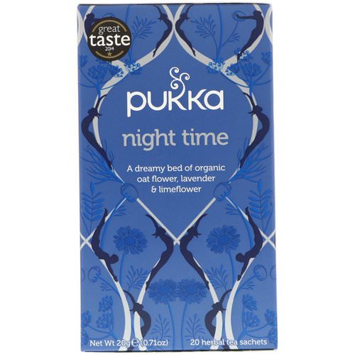 Pukka Herbs, Night Time Tea, Caffeine Free, 20 Herbal Tea Sachets, 0.71 oz (20 g) فوائد