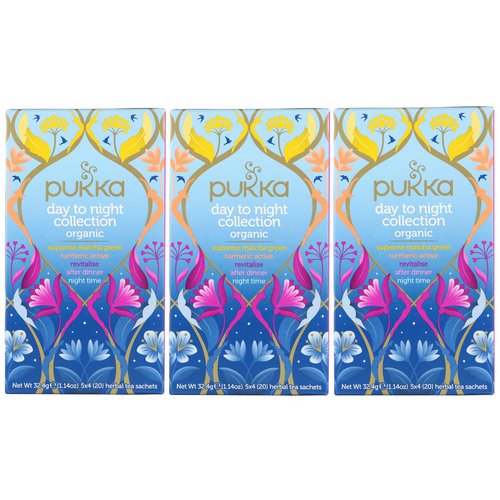 Pukka Herbs, Organic Day to Night Collection, 3 Pack, 20 Herbal Tea Sachets Each فوائد