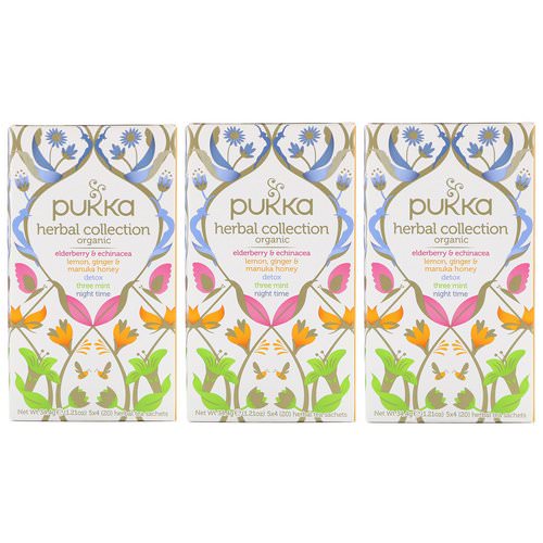 Pukka Herbs, Organic Herbal Tea Collection, 3 Pack, 20 Herbal Tea Sachets Each فوائد