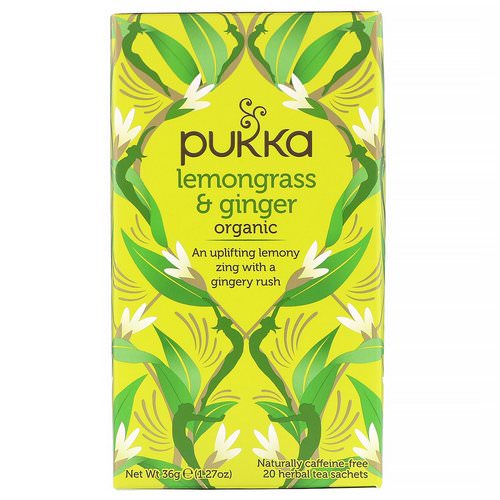 Pukka Herbs, Organic Lemongrass & Ginger, Caffeine-Free, 20 Herbal Tea Sachets, 1.27 oz (36 g) فوائد