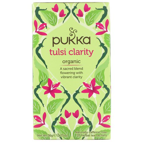 Pukka Herbs, Organic Tulsi Clarity, Caffeine-Free, 20 Herbal Tea Sachets, 1.27 oz (36 g) فوائد