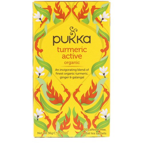 Pukka Herbs, Organic Turmeric Active, Caffeine Free, 20 Herbal Tea Sachets, 1.27 oz (36 g) فوائد
