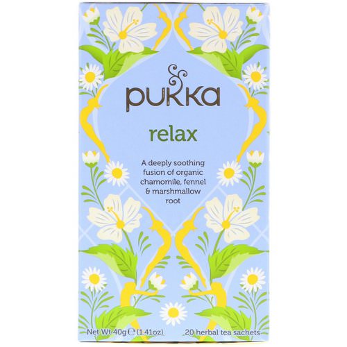 Pukka Herbs, Relax, Caffeine Free, 20 Herbal Tea Sachets, 1.41 oz (40 g) فوائد