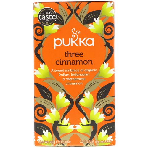 Pukka Herbs, Three Cinnamon Tea, Caffeine Free, 20 Herbal Tea Sachets, 1.41 oz (40 g) فوائد