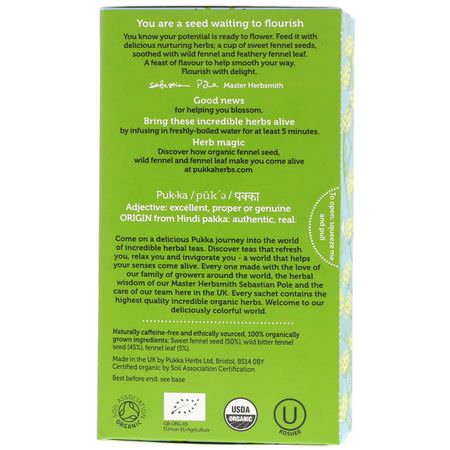 Pukka Herbs, Three Fennel, 20 Herbal Tea Sachets, 1.27 oz (36 g):شاي الأعشاب
