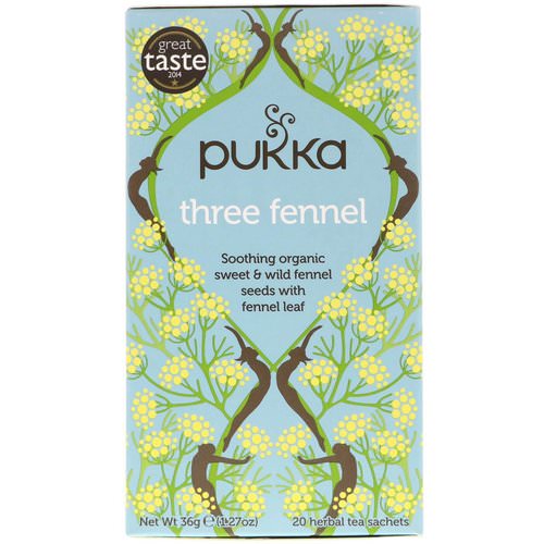Pukka Herbs, Three Fennel, 20 Herbal Tea Sachets, 1.27 oz (36 g) فوائد