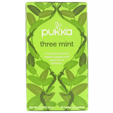 Pukka Herbs, Three Mint, Caffeine Free, 3 Pack, 20 Herbal Tea Sachets Each:شاي الأعشاب