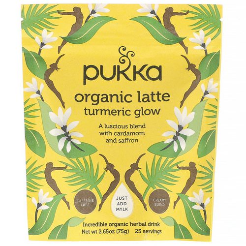 Pukka Herbs, Turmeric Glow Organic Latte, Caffeine-Free, 2.65 oz (75 g) فوائد