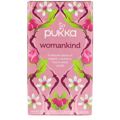 Pukka Herbs, Womankind, Caffeine Free, 20 Herbal Tea Sachets, 1.05 oz (30 g) فوائد