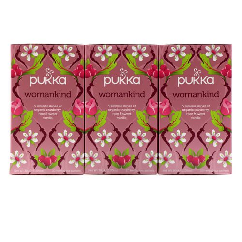 Pukka Herbs, Womankind, Caffeine Free, 3 Pack, 20 Herbal Tea Sachets Each فوائد