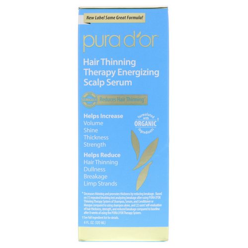 Pura D'or, Hair Thinning Therapy Energizing Scalp Serum, 4 fl oz (120 ml) فوائد