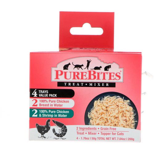 Pure Bites, Treat Mixer, For Cats, 2 Chicken & Shrimp, 4 Pack, 1.76 oz (50 g) Each فوائد