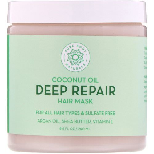 Pure Body Naturals, Coconut Oil, Deep Repair Hair Mask, 8.8 fl oz (260 ml) فوائد
