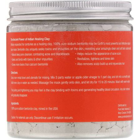 Pure Body Naturals, Indian Healing Bentonite Clay, 8.8 fl oz (250 g):أقنعة الطين, القش,ر