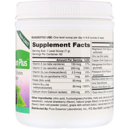 Pure Essence, Ionic-Fizz Calcium Plus, Mixed Berry, 14.82 oz (420 g):الكالسي,م ,المعادن