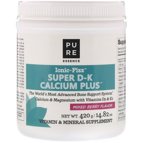 Pure Essence, Ionic-Fizz, Super D-K Calcium Plus, Mixed Berry, 14.82 oz (420 g) فوائد
