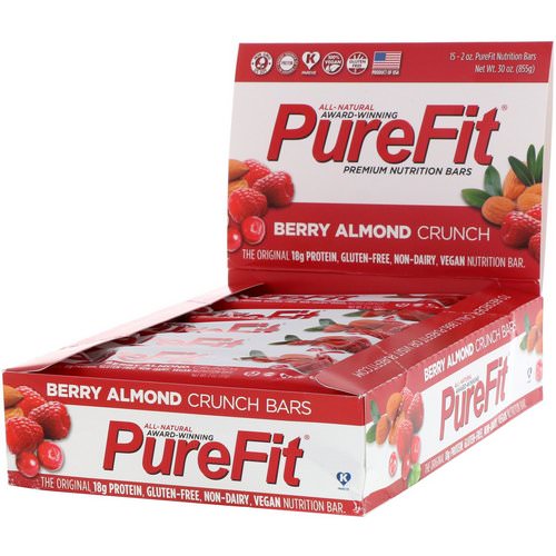 PureFit Bars, Premium Nutrition Bars, Berry Almond Crunch, 15 Bars, 2 oz (57 g) Each فوائد