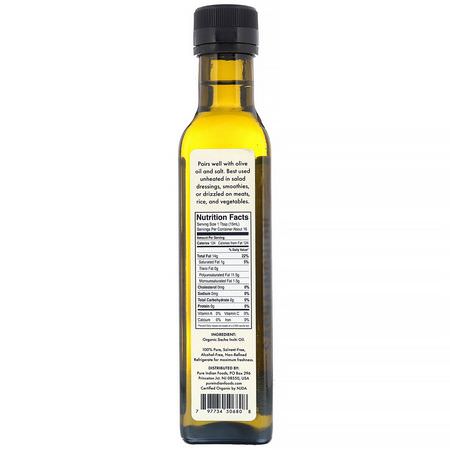 Pure Indian Foods, Organic Cold Pressed Extra-Virgin Sacha Inchi Oil, 250 ml:الخل ,الزي,ت