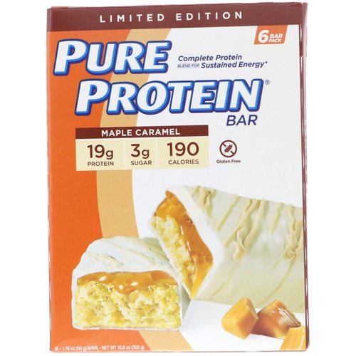Pure Protein, Maple Caramel Bar, 6 Bars, 1.76 oz (50 g) Each فوائد