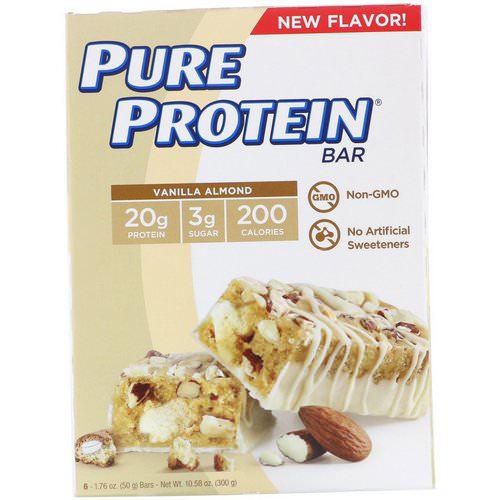Pure Protein, Vanilla Almond Bar, 6 Bars, 1.76 oz (50 g) Each فوائد