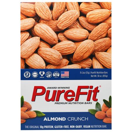 PureFit Bars, Premium Nutrition Bars, Almond Crunch, 15 Bars, 2 oz (57 g) Each:الحانات الغذائية
