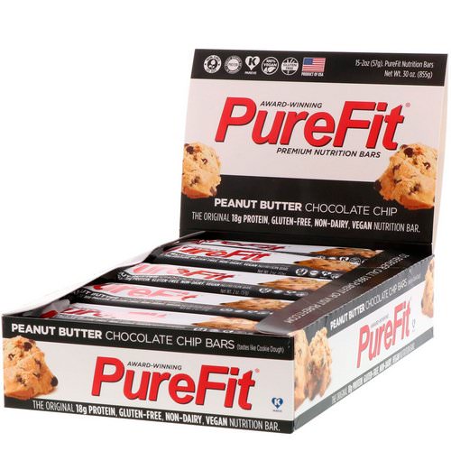 PureFit Bars, Premium Nutrition Bars, Peanut Butter Chocolate Chip, 15 Bars, 2 oz (57 g) Each فوائد