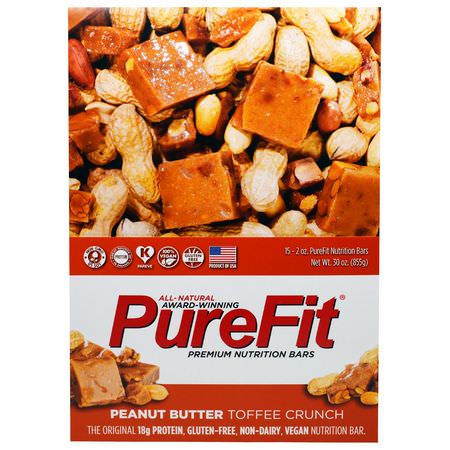 PureFit Bars, Premium Nutrition Bars, Peanut Butter Toffee Crunch, 15 Bars, 2 oz (57 g) Each:الحانات الغذائية