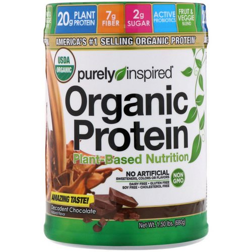 Purely Inspired, Organic Protein, Plant-Based Nutrition, Decadent Chocolate, 1.5 lbs (680 g) فوائد