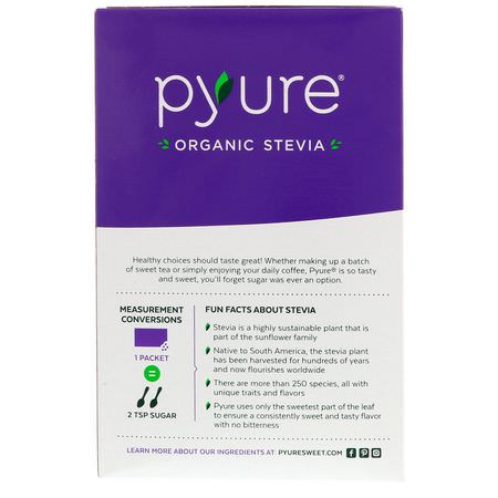 Pyure, Organic Stevia Granular Sweetener Packets, 80 Count, 2.82 oz (80 g):ستيفيا, المحليات
