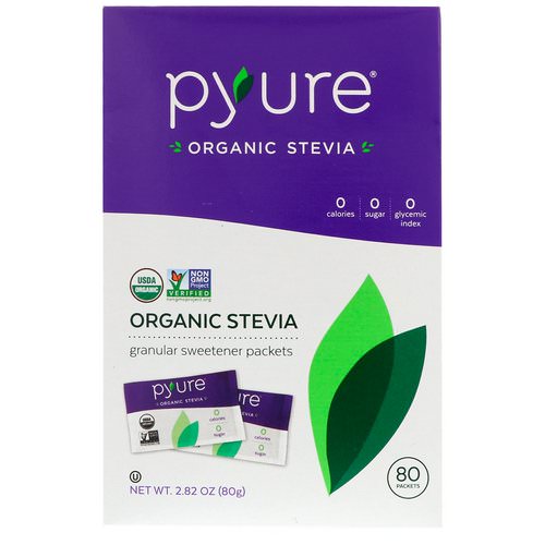 Pyure, Organic Stevia Granular Sweetener Packets, 80 Count, 2.82 oz (80 g) فوائد