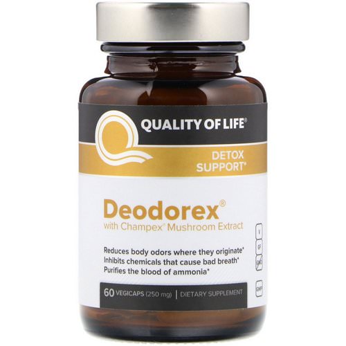 Quality of Life Labs, Deodorex, With Champex Mushroom Extract, 250 mg, 60 VegiCaps فوائد