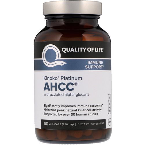 Quality of Life Labs, Kinoko Platinum AHCC, 750 mg, 60 Vegicaps فوائد