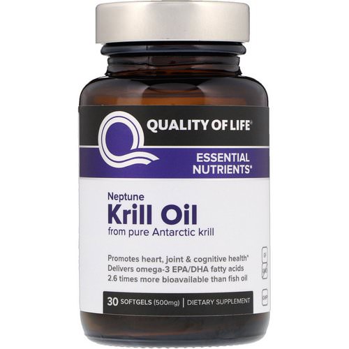 Quality of Life Labs, Neptune Krill Oil, Essential Nutrients, 500 mg, 30 Softgels فوائد