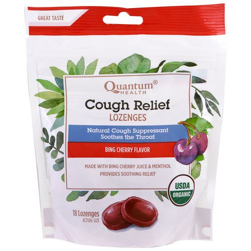 Quantum Health, Cough Relief, Lozenges, Bing Cherry Flavor, 18 Lozenges فوائد