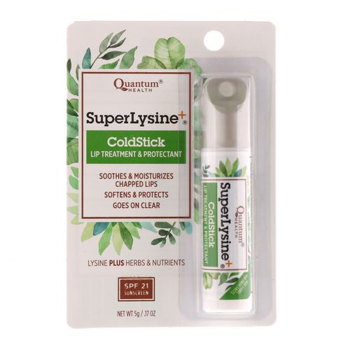 Quantum Health, Super Lysine+, ColdStick, Lip Treatment & Protectant, SPF 21, .17 oz (5 g) فوائد
