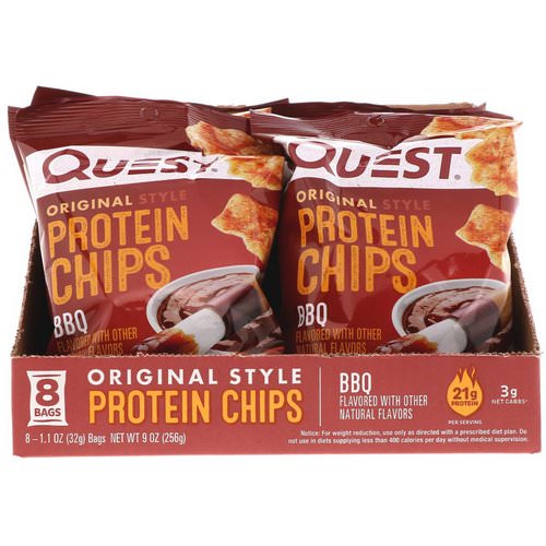 Quest Nutrition, Original Style Protein Chips, BBQ, 8 Pack, 1.1 oz (32 g) Each فوائد