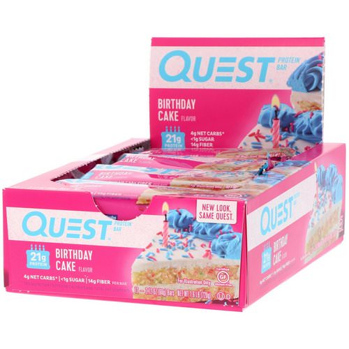 Quest Nutrition, Protein Bar, Birthday Cake, 12 Pack, 2.12 oz (60 g) Each فوائد