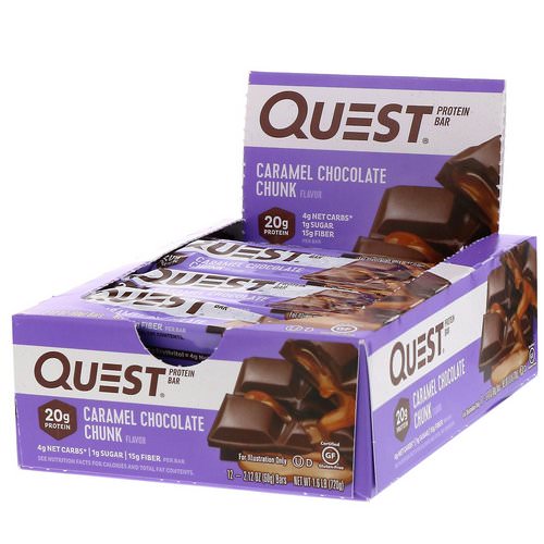 Quest Nutrition, Protein Bar, Caramel Chocolate Chunk, 12 Bars, 2.12 oz (60 g) Each فوائد