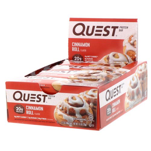 Quest Nutrition, Protein Bar, Cinnamon Roll, 12 Bars, 2.12 oz (60 g) Each فوائد