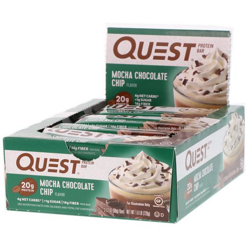 Quest Nutrition, Protein Bar, Mocha Chocolate Chip, 12 Bars, 2.12 oz (60 g) Each فوائد